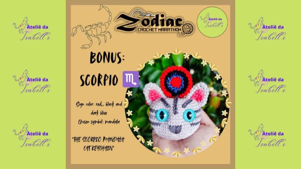 Scorpio Mandala Cat Keychain